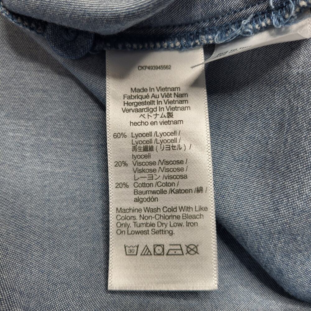 Madewell Denim Jean Puff Sleeve Button Up Top Lightweight Western Small 4 - Picture 10 of 10